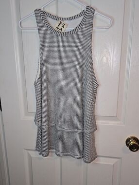 PPLA Black & White Peplum Textured Tank Top